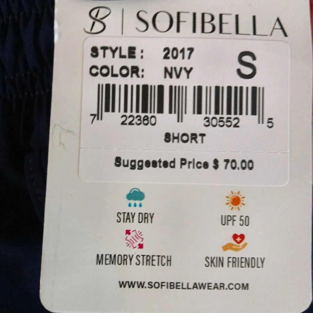Sofibella UV Staples 3" Short 2017 Navy Blue Pockets Elastic Waistband Sz S NWT - Picture 6 of 8